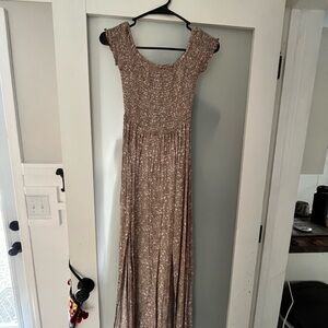 Super Cute light Brown Floral Maxi Dress